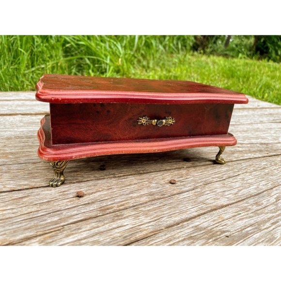 Vintage Footed Jewelry Box Lift top Wood - Picture 3 of 10